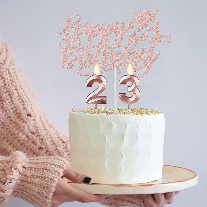 23rd Birthday Decorations for Women, Include 23rd Birthday Sash and Tiara, Cake Topper and Candles, Number Balloons, 23 Year Old Gifts for Women