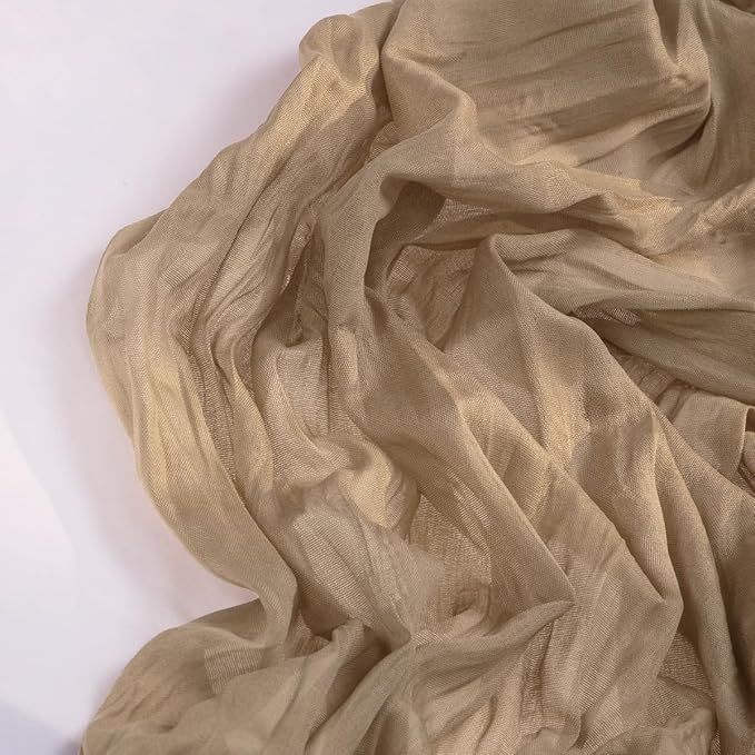 DeZerlor Nude Cheesecloth Table Runner 12 Pack Spring Easter Table Runners Boho Gauze 120 Inches Coffee Cheese Cloth Table Decor for Wedding Bridal Baby Shower Parties