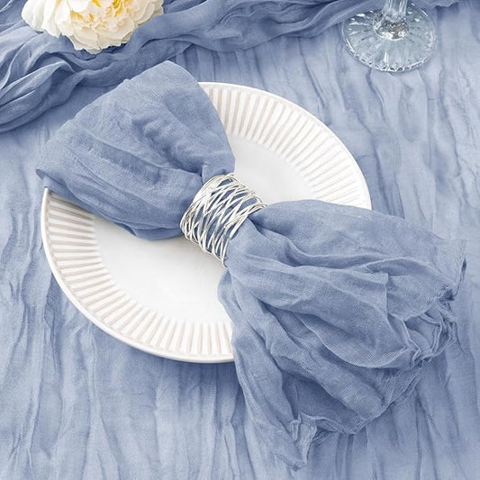 DeZerlor 20 Pack Dusty Blue Cheesecloth Napkins Spring Cloth Napkins Set of 20 Blue Dinner Napkins Bulk 21x21 Inches for Wedding Bridal Shower Baby Shower Parties