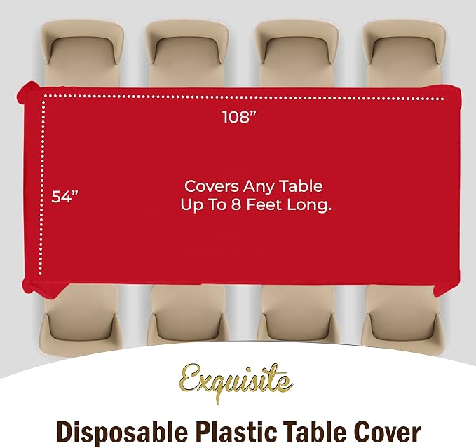 Exquisite Red Tablecloths for Rectangle Tables 48 Pack Plastic Table Cloth Disposable 54" X 108" Red Table Cloths Rectangle Tablecloth Plastic Tablecloths Rectangular Party Supplies
