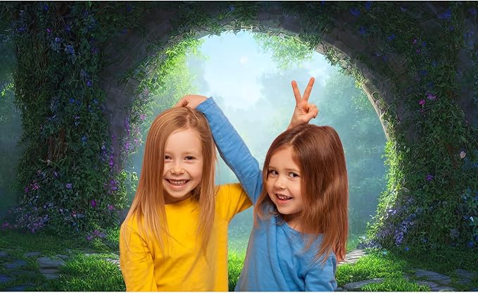 Fantasy Forest Backdrop Magical Fairy-Tale Portal Photography Background Lush Plants Moss and Grass Forest Backdrops Magical Natural Landscape Encounters Decorations Wallpaper Props 9x6ft