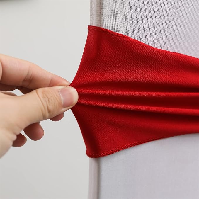 Spandex Chair Sashes Bands 100PCS Stretch Chair Cover Ties Bows with Buckle Slider Wedding Party Reception Banquet Decoration (Burgundy)