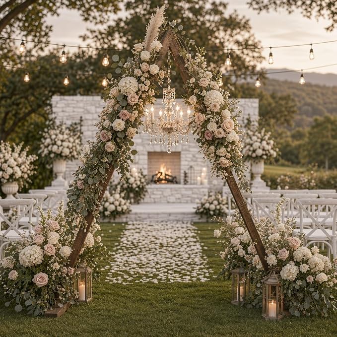 THORISE 7.87FT Wooden Wedding Arch, Wood Arch for Wedding Ceremony Gorgeous Arbor Backdrop Stand for Garden Parties