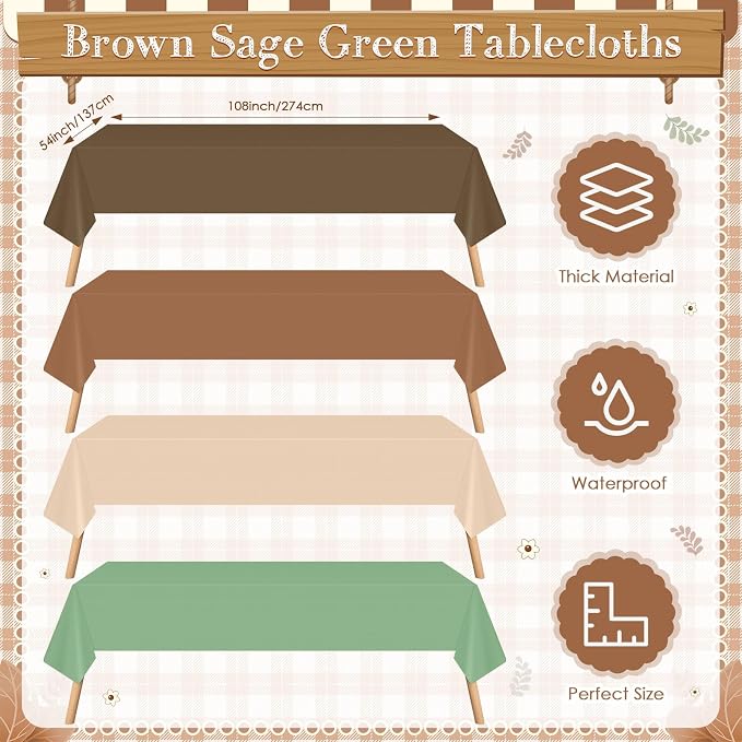 Mimorou 354 Pcs Woodland Plates and Napkins Set Serves 50 Guests Gradient Green and Brown Tablecloth Plates Cup and Napkins Tableware for Forest Animal Birthday Wedding Baby Shower Party Supplies