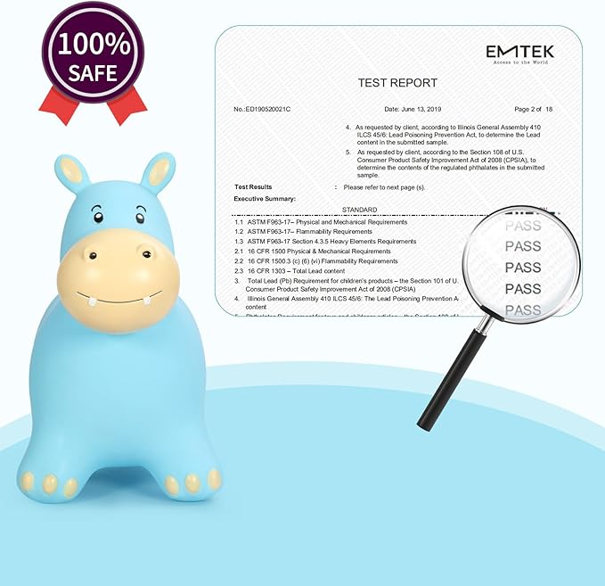 INPANY Bouncy Horse, Hippo Hopper Toys, Toddlers Bouncing Animals Toys, Inflatable Hopping Horse Buddies, Kid Ride on Rubber Bouncer, Indoor Outdoor Birthday Gifts Toy for 2 3 4 Year Old Girls Boys