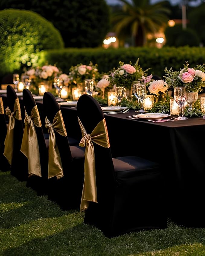 VEVOR 50 Pcs Black Chair Covers Polyester Spandex Stretch Slipcovers for Wedding Party Dining Banquet Arched-Front Chair Covers