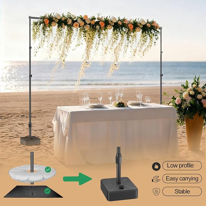 EMART Backdrop Stand with Heavy Duty Water Tank Base 7x10ft Adjustable Metal Photo Backdrop Stand Kit Pipe and Drape Square Background Frame for Birthday Party, Wedding Decorations, Studio Photography