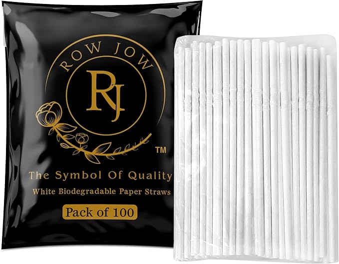 24 Hours Flex Paper Straws - (100pcs Paper Straws) 100% Biodegradable Ecofriendly Extra Durable, Last up to 24 hours in beverages, Recyclable.
