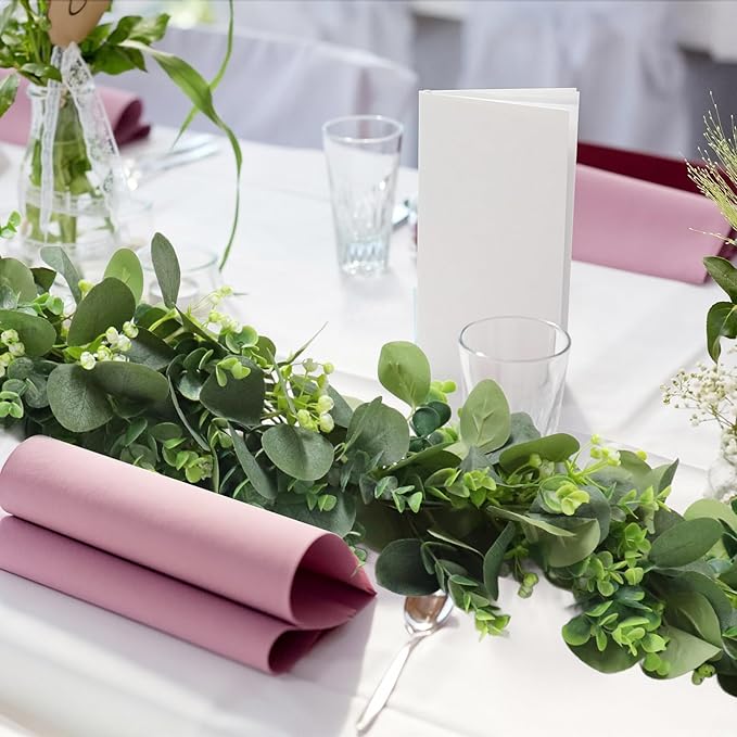 Zerzsy 2 Pack Artificial Eucalyptus Garlands, 5.9FT Hanging Eucalyptus Leaves Vines Spring Garland Decorations, Fake Silver Dollar Greenery for Mantel Wedding Centerpieces Backdrop Arch Table Decor