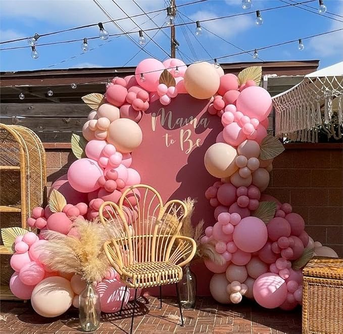 Light Pink Double Stuffed Balloons Different Size 115Pcs 5/10/12/18" Pink Balloon Arch Garland kit for Birthday Baby Shower Valentine's Day Bridal Shower Gender Reveal Wedding Mouse Party