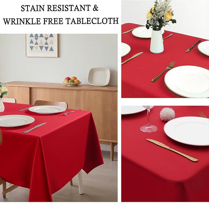 8 Pack Red Tablecloth 60 x 126 Inch Rectangular Table Cloth for 8 Foot Rectangle Tables, Wrinkle Resistant Washable Polyester Fabric Table Covers for Party Banquet Buffet and Camping