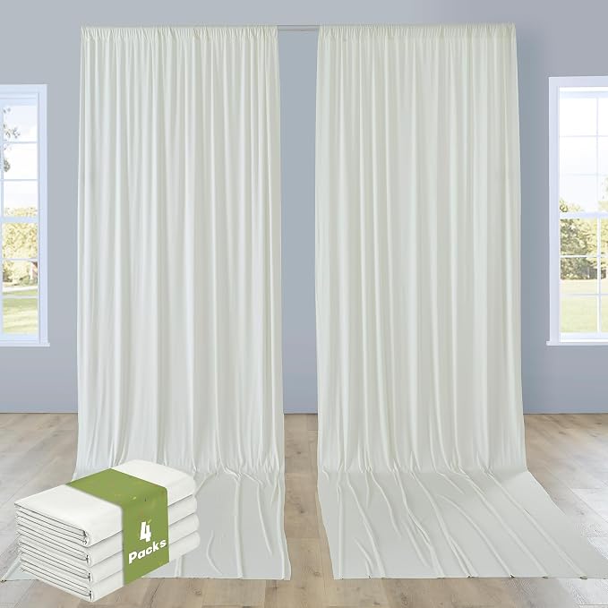 20ftx15ft Ivory Backdrop Curtains for Parties, Wrinkle Free Polyester Ivory Photo Backdrop Drapes 4 Panels 15 ft Long Back Drop Cloth Drapery for Wedding Birthday Photography Background Curtains