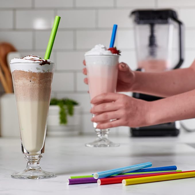 GUSTO, [100 Count] Jumbo Paper Smoothie Straws, 100% Biodegradable, Assorted Colors - (Formerly Comfy Package)