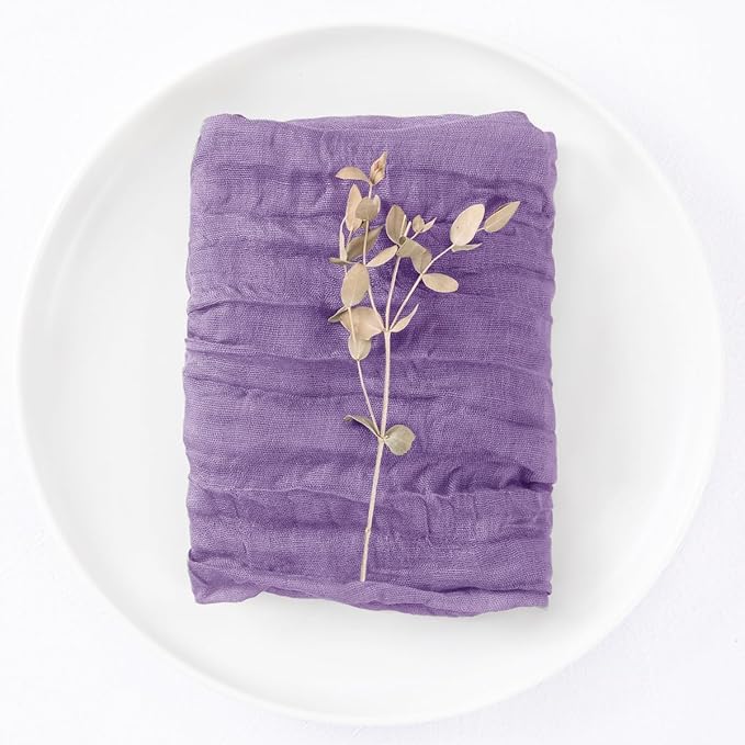 DeZerlor 30 Pack Lavender Purple Cheesecloth Napkins Christmas Cloth Napkins Set of 30 Holiday Dinner Napkins Bulk 21x21 Inches for Wedding Bridal Shower Baby Shower Xmas Parties
