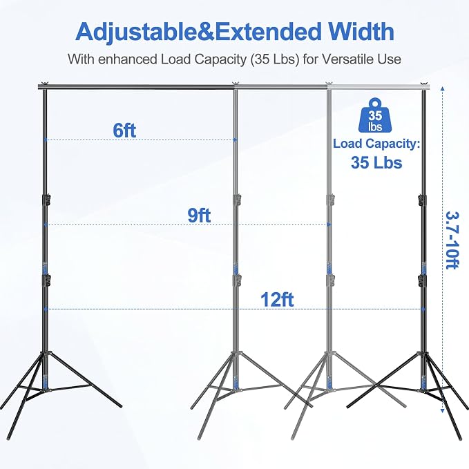 EMART 12x10ft(WXH) Backdrop Stand Heavy Duty, Adjustable Backdrop Banner Holder Back Drop Stand for Party, Photography Background Support Equipment Kit for Photo Studio, Wedding, Birthday, Exhibitions