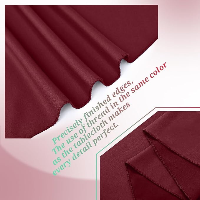 Teruntrue 12 Packs Burgundy Tablecloths 60x102 inch Rectangle Table Cloth for 6 Foot Rectangle Tables, Washable Polyester Fabric for Wedding Parties Banquet Holiday Dinner Table Decorative, Burgundy