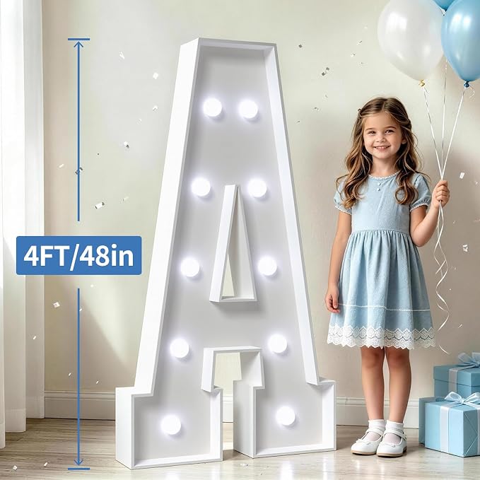 4FT Marquee Numbers, Light Up Numbers 4 With Cool Light, Large Numbers for 40th Birthday Party Decorations, Anniversary Decor DIY Kit