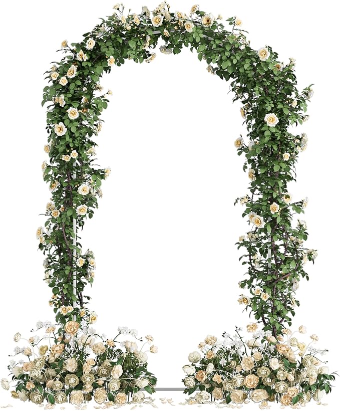 Wedding Arch, Metal Arch Backdrop Stand, Balloon Arch Stand Wedding Frame for Ceremony Decoration (White, 7.2FT Arch Backdrop)