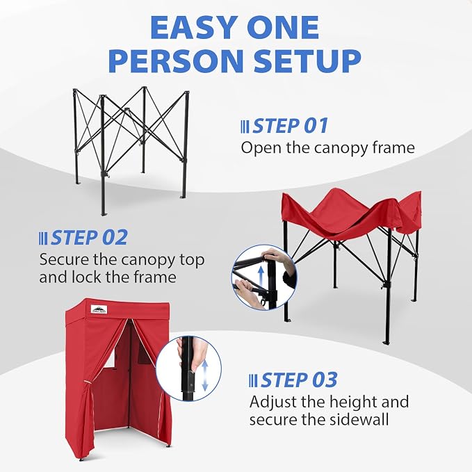 EAGLE PEAK 4x4 Pop Up Changing Tent, Flat Top Changing Room, Red | Portable, Privacy Tent, Pool Cabana, Dressing Room, Shower & Toilet Use, Opaque Fabric, Instant Setup, Photoshoots, Camping
