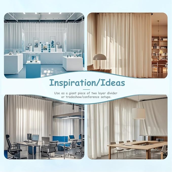 Extra Wide Two Layers One Piece Trade Show Booth Backdrop, White, 20x8ft | Chiffon Tulle & Polyester, Extra Wide Blackout Curtains, Theatrical Backdrops
