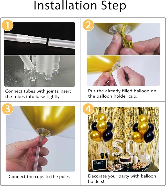 4 Sets Balloon Stand Kits, Balloon Sticks Holder with Base for Table Centerpiece Graduation Birthday Baby Shower Party Decorations