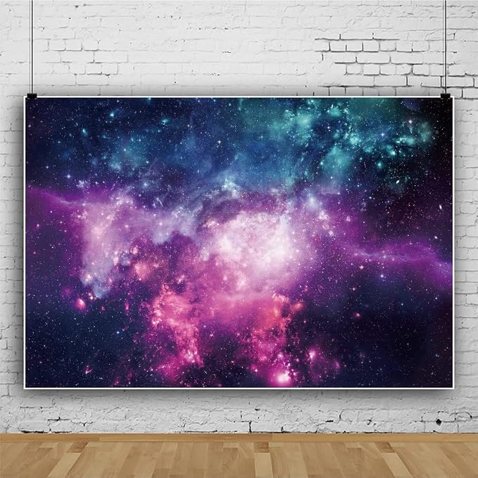 Laeacco Galaxy Backdrop 10x7FT Starry Night Sky Outer Space Photography Background Universe Nebula Backdrop Newborn Baby Shower Birthday Party Decoration Banner Portrait Photo Booth