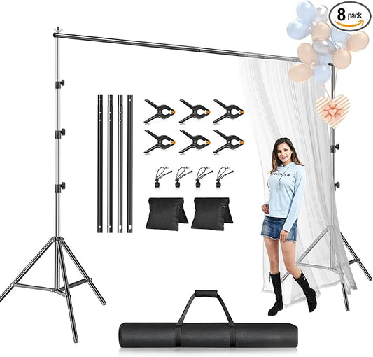 EMART Photo Backdrop Stand kit, 7.8 x 10 ft Back Drop Adjustable Frame for Photography, Photoshoot Banner Background Support Holder for Parties Dectoration