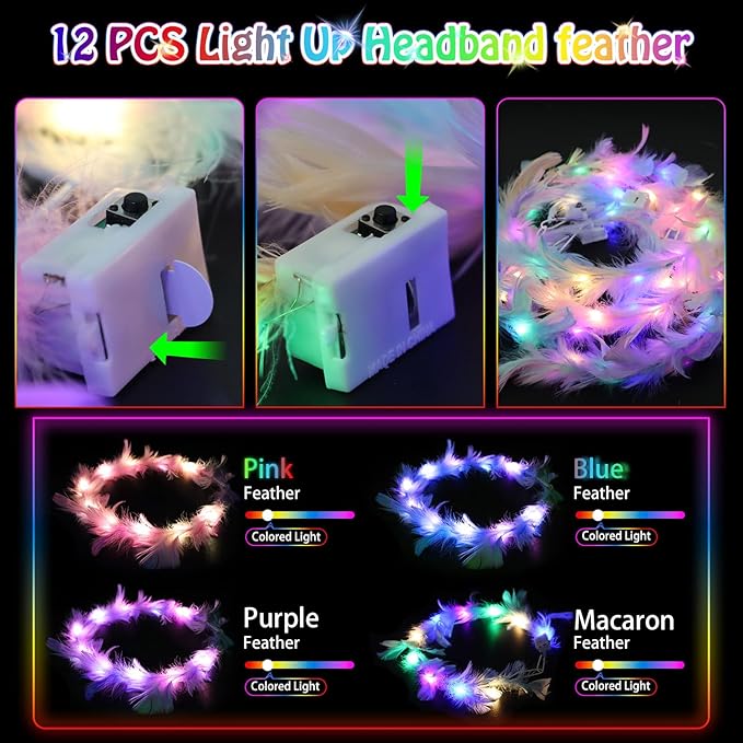 156 PCS Glow in the Dark Valentines Day Party Supplies, 12 Light Up Pop Tubes, 12 LED Glasses, 12 Light Up Headband, 20 Finger Lights and 100 Glow Sticks, Neon Party Favors for Glow Party, Birthday