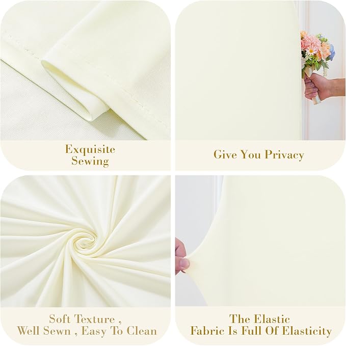 Ivory Photo Arch Backdrop Cover Set of 2-7.2 and 6ft Ivory Arch Covers Stretchy Backdrop Spandex Wedding Balloon Arch Stand Covers for Birthday Party Baby Shower Bridal Shower Arches Background