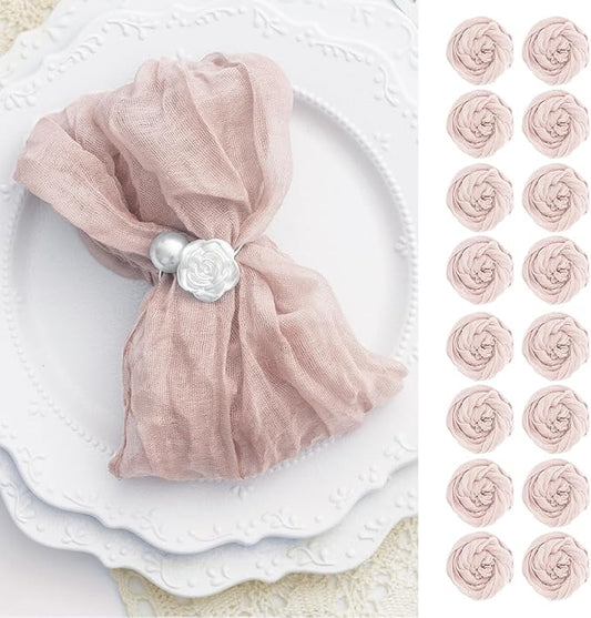 60 Pack Dusty Pink Cloth Napkins 21x21 Inches Dusty Pink Cheesecloth Napkins Set of 60 Washable Dinner Table Napkins for Wedding Bridal Baby Shower Party Rustic Boho Cotton Gauze Party Table Decor