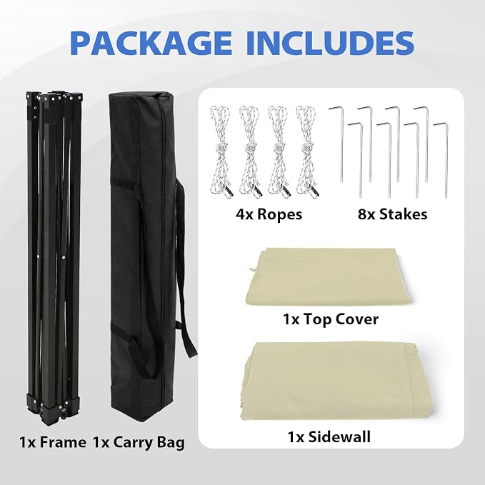 EAGLE PEAK 4x4 Pop Up Changing Tent, Flat Top Changing Room, Cream | Portable, Privacy Tent, Pool Cabana, Dressing Room, Shower & Toilet Use, Opaque Fabric, Instant Setup, Photoshoots, Camping