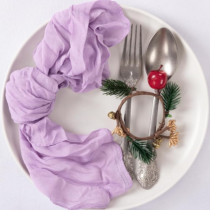 MLMC 100 Pack Cheesecloth Napkins Bulk Dinner Cloth Napkins 21"x21" Boho Reusable Lavender Cloth Napkins in Bulk for Wedding Bridal Baby Shower Events Table Decor Lilac