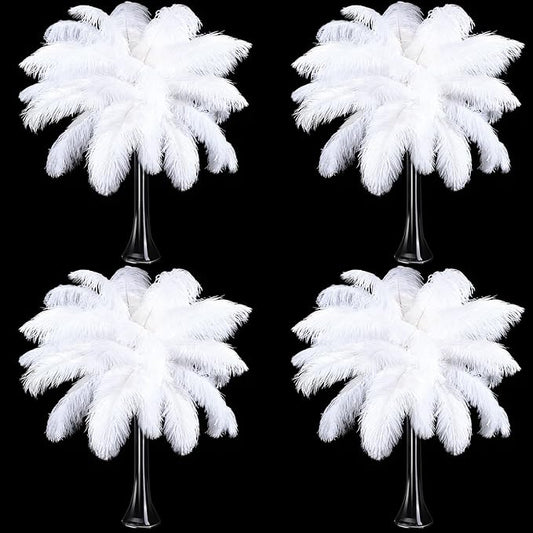 100 Pcs Natural Ostrich Feathers Plumes for Centerpieces 10-12 Inch (25-30 cm) 12-14 Inch (30-35cm) Large Feathers for Wedding Party Centerpieces, Flower Arrangement and Home Decoration (White)