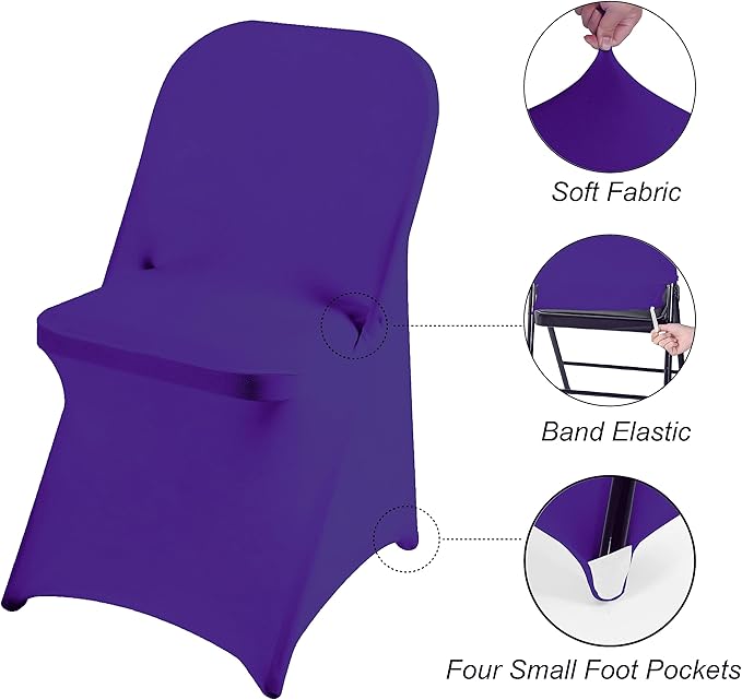magalo 20 Pack Purple Spandex Folding Waterproof Chair Cover, Stretch Chair Cover Protector for Wedding, Party, Dining Banquet and Other Special Events