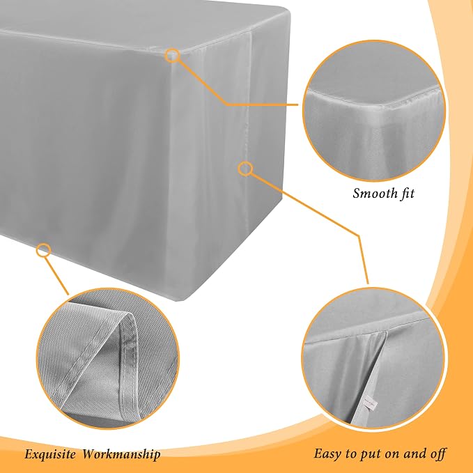 Obstal 2 Pack Table Clothes for 4 Foot Rectangle Tables - Water Resistant Washable Fabric Polyester Rectangle Table Cover Protector for Wedding, Banquet and Trade Shows, 48L x 24W x 30H Inches, Silver