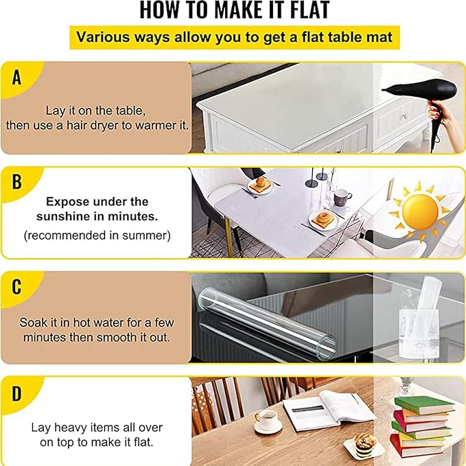 Frosted Table Cover Protector 28 x 72 Inch, 1.5mm Thick Plastic Desk Protector Mat, Rectangular Waterproof PVC Placemats, Transparent Mat for Desktop, Dining Room Table, Office Writing Desk