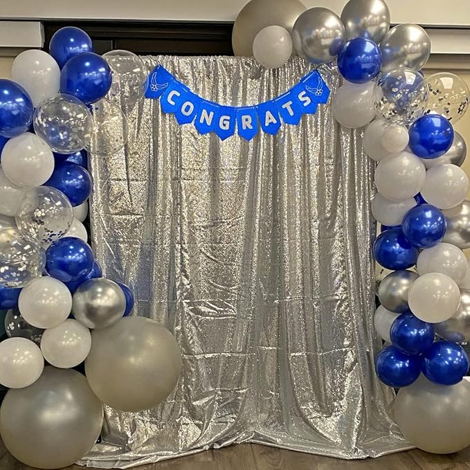 Poise3EHome 6FT x 8FT Silver Sequin Backdrop,Shimmer Backdrop Curtain for Photography Birthday Wedding Ceremony Engagement Baby Shower Bachelorette Christmas Party Decorations