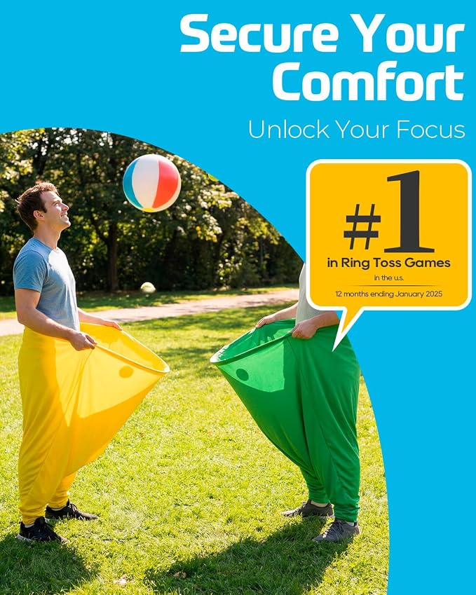 Granny Pants Yard Game Set Fun Outdoor Tossing & Catching Game with Bouncy Balls and Hula Hoop Pants for Backyard BBQ, Family Reunion and Party