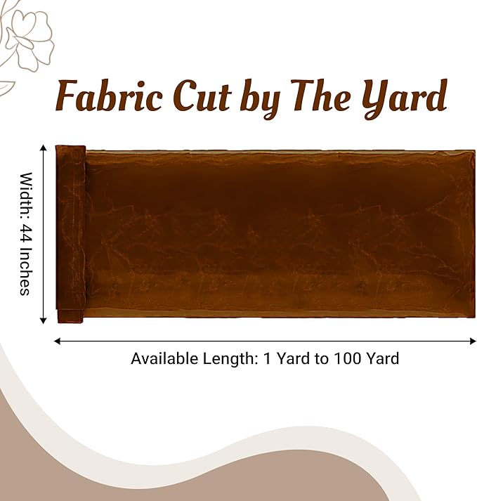 MDS Pack of 60 Yard Sheer Organza Fabric for Wedding Party Home Event Banquet Decorations, Backdrop Curtain Craft Dress Sewing Fashion DIY Crystal Organza Tulle Fabric Bolt 44” Wide - Bronze