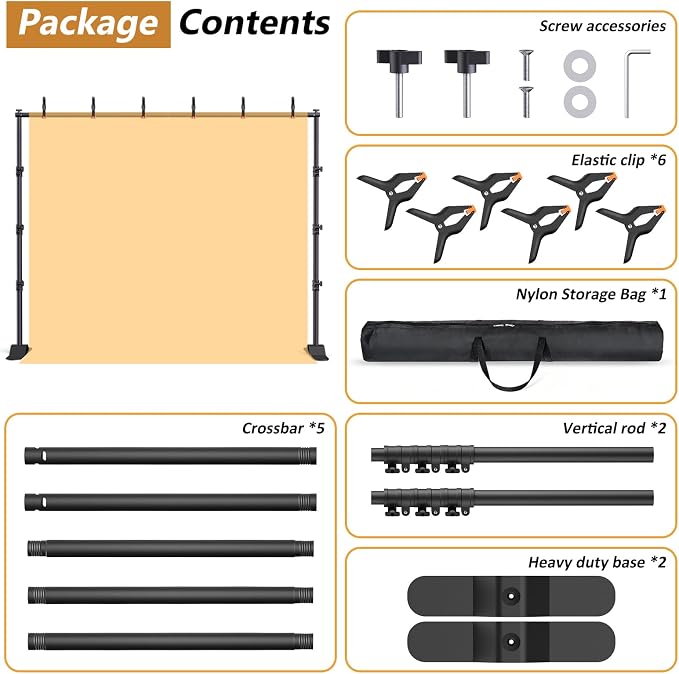 Forlogic 10x8ft Banner Backdrop Stand Kit，Heavy Duty Adjustable Photo Background Stand Step and Repeat Backgdrop Frame for Photography，Party，Trade Show