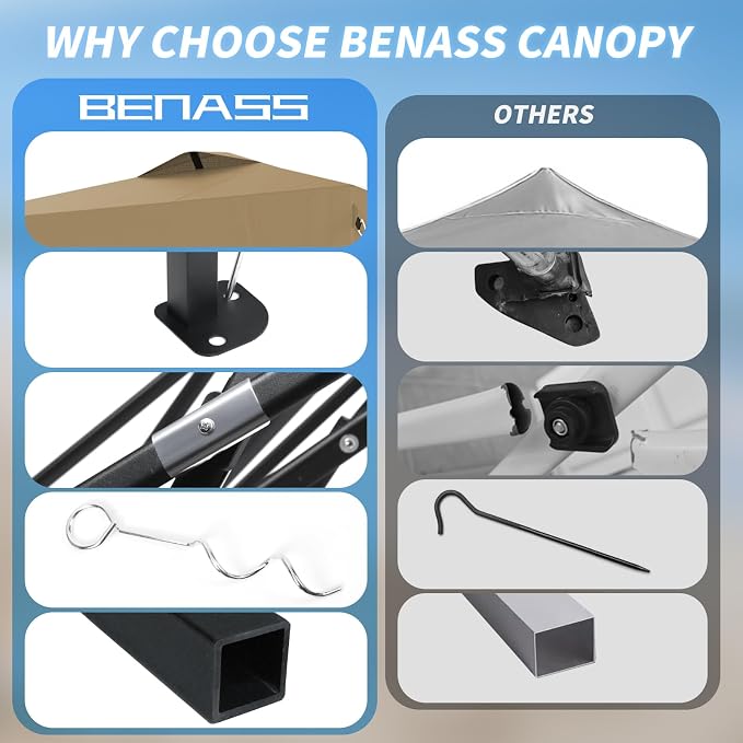 10x10 Pop Up Canopy, Easy Up Canopy Tent, Heavy Duty Tents for Parties, One Person Easy Set Up Event Tent, Khaki