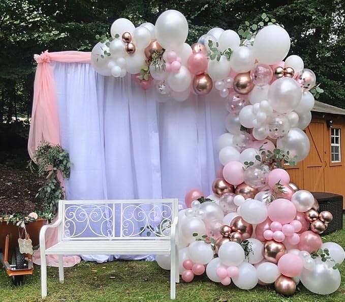Double Stuffed White Balloons Different Size 115Pcs 5/10/12/18 Inch White Pearl Balloons Arch Garland Kit for Wedding Bridal Shower Birde to be Engagement Baby Shower Birthday Party
