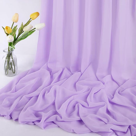 5 Yard Light Purple Chiffon Fabric by The Yard, 58 Inch Wide Elegant Sheer Chiffon Fabric for Wedding Costume Sewing Clothing Crafting Table Runner DIY Project