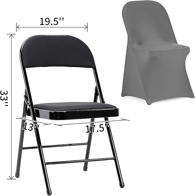 Peomeise Stretch Spandex Folding Chair Cover for Wedding Party Dining Banquet Event (Grey,25pcs)