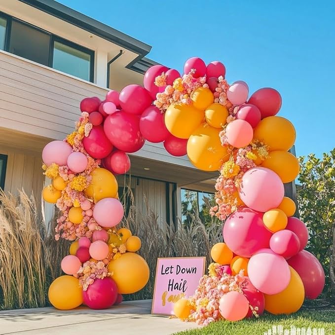 Yellow Pink Balloon Garland Double Stuffed Light Baby Pink Peach Balloons Different Sizes Pastel Coral Balloon Arch Kit for Birthday Baby Shower Wedding Love Wildflower Spring Party Decorations