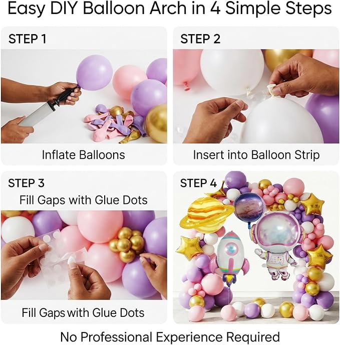 108PCS Pink Space Balloon Arch Kit for Girls – Dreamy Astronaut Rocket Planet Galaxy Balloons Garland, Outer Space Birthday Party Decorations, Baby Shower Two The Moon Party Supplies