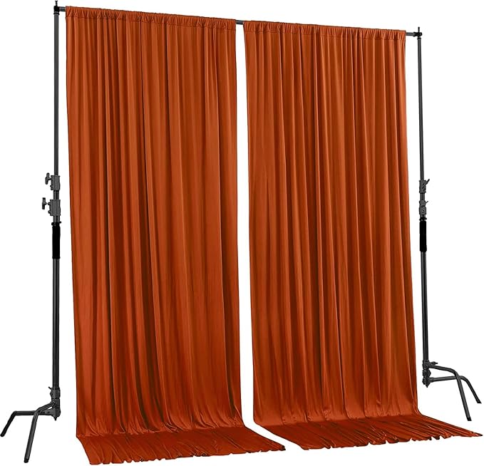 AK TRADING CO. 10 feet x 8 feet IFR Polyester Backdrop Drapes Curtains Panels with Rod Pockets - Wedding Ceremony Party Home Window Decorations - Rust