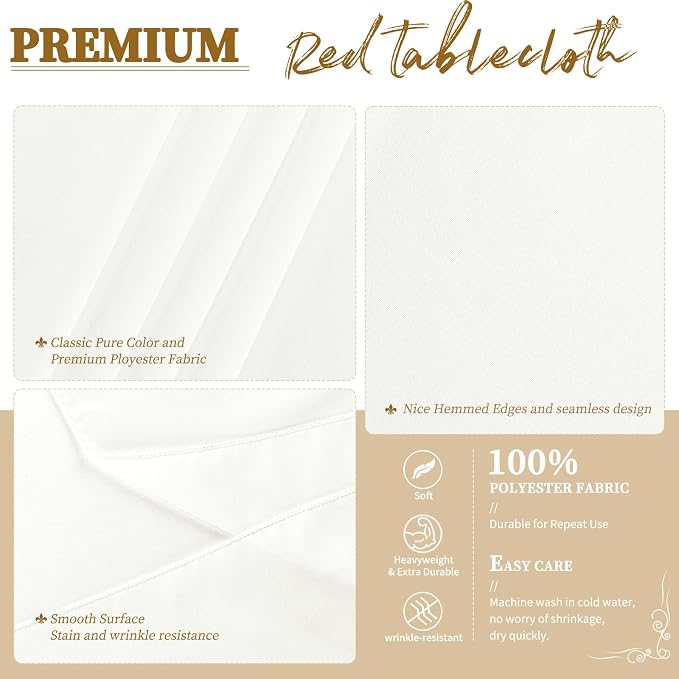 YMHPRIDE 6 Pack Round Tablecloth Ivory Tablecloths 90 Inch Polyester Round Table Cloth,Ivory Tablecloth Round 90 inch Washable Fabric Table Covers for Wedding,Party,Dining,Banquet
