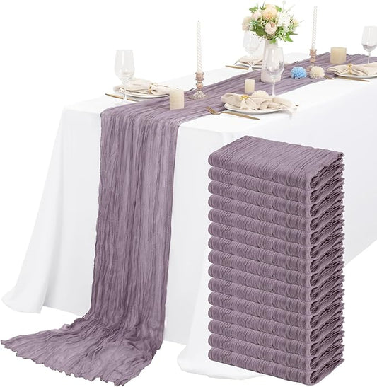 15 Packs Cheesecloth Table Runner Light Purple,10 Ft Lavander Rustic Gauze Boho Wedding Table Runner Decoration, Wedding Table Decor Table Cloth for Wedding Party Bridal Shower Table,21.5x120in