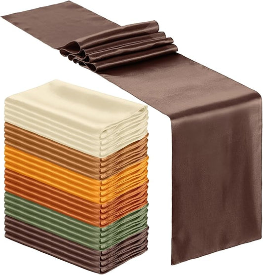 Bencailor 24 Pcs Multicolor Satin Table Runner Bulk 12 x 108 Inches Long Table Runners Bright Smooth Fabric Tablecloth for Wedding Banquet Birthday Spring Graduation Party Decorations